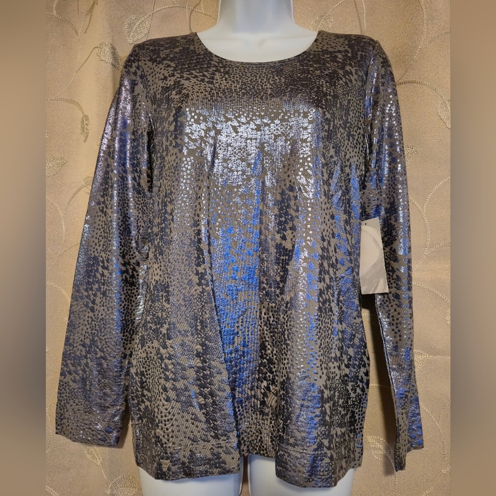 Chico's Shimmering Silver‎ Sequin Blouse
